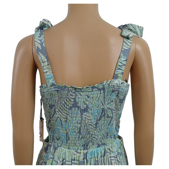 NWT Floral Maxi Dress Tube Smock Top Open Sides Beachy Boho Women's Size Large - Picture 5 of 13